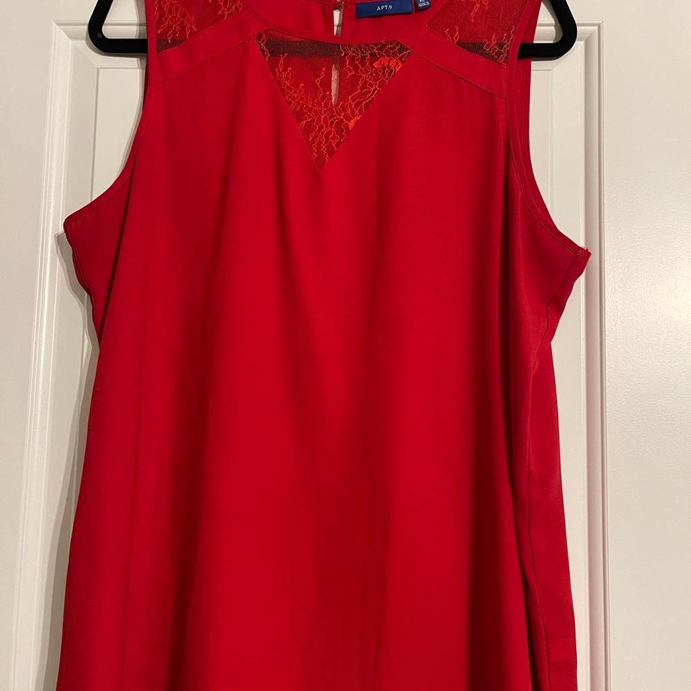 Apt9 Red Embellished Keyhole Tank Top
